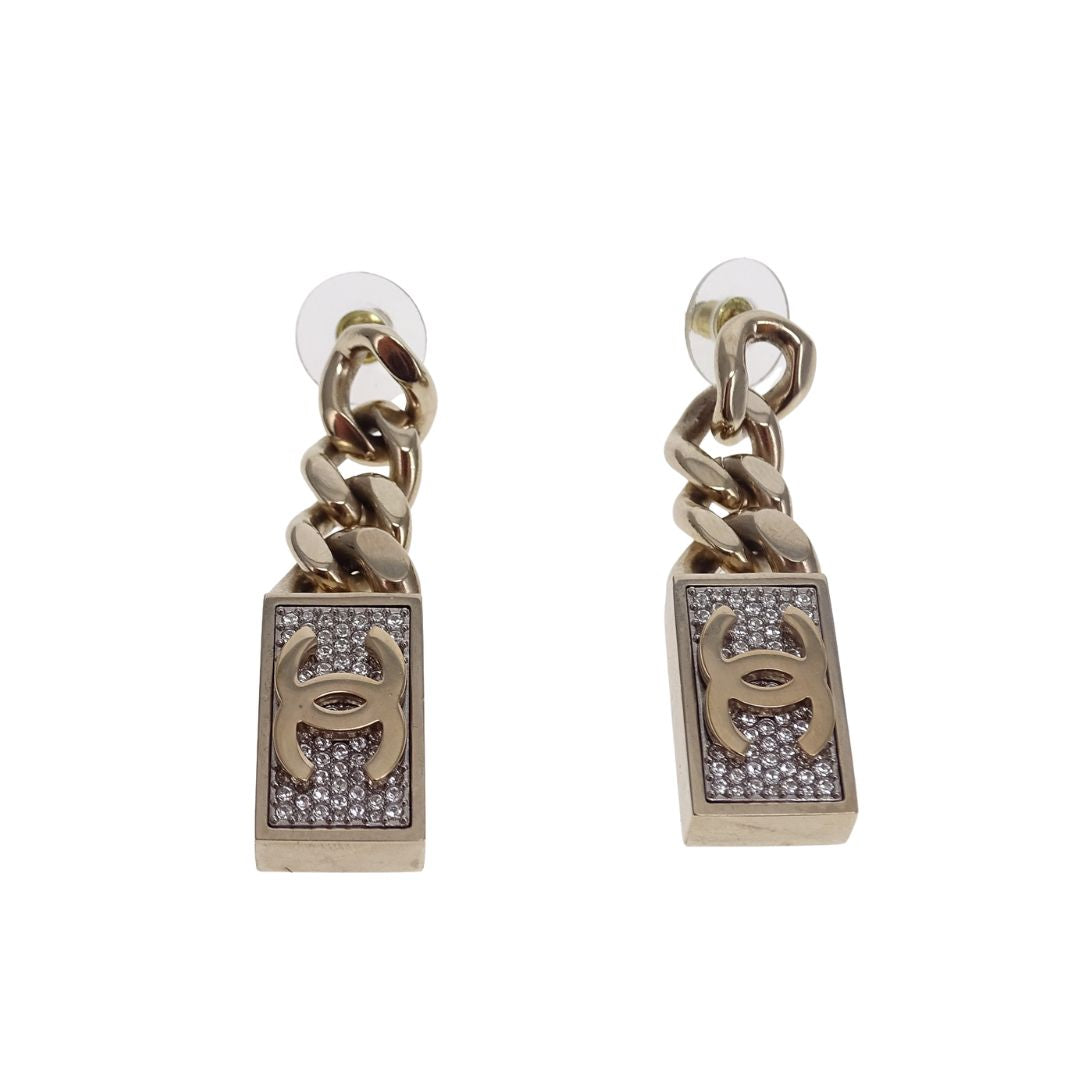 Chanel Chain and Crystal CC Earrings 2021