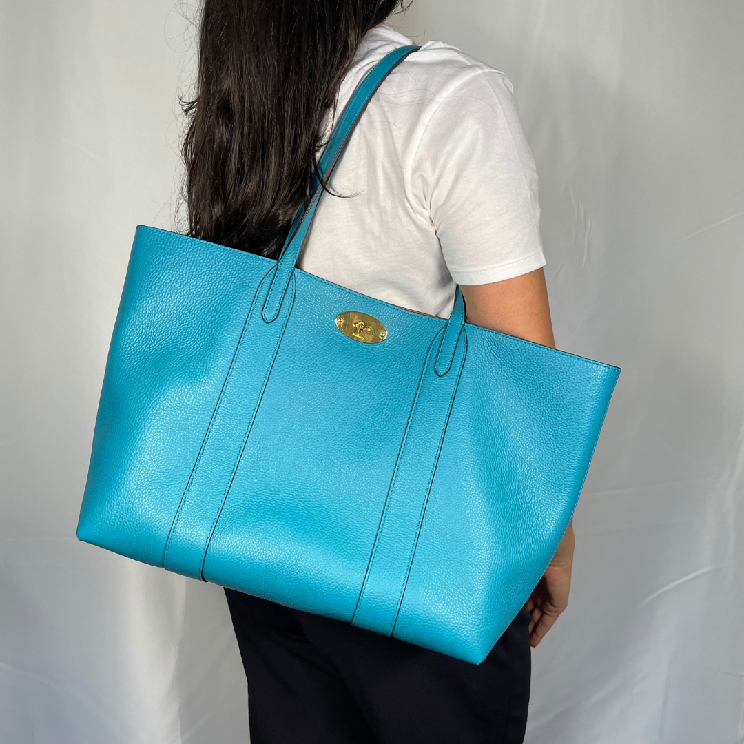 Mulberry Bayswater Tote Blue Grained Leather GH RRP €875