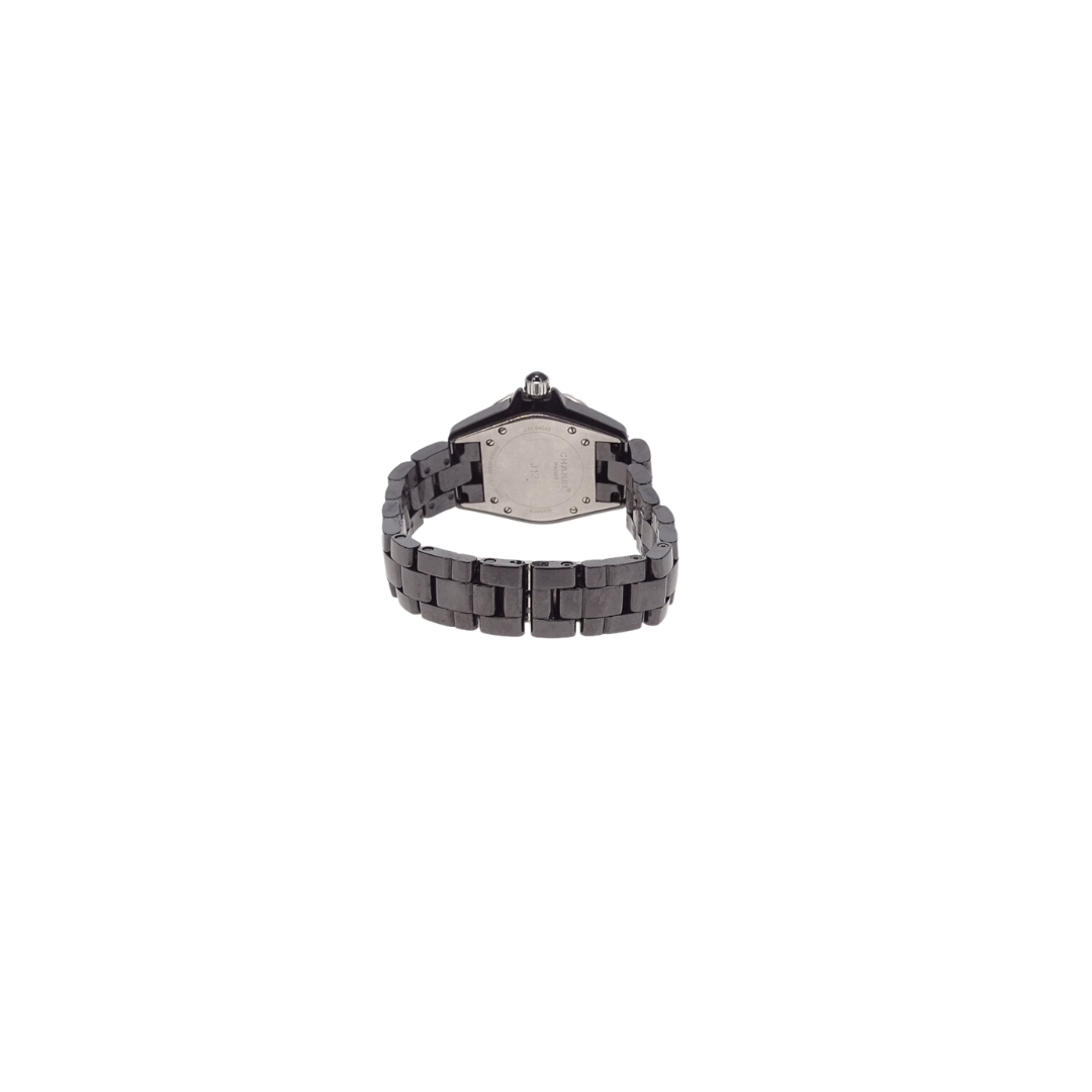 Chanel J12 Quartz Movement & Black Ceramic Strap With Pave Diamonds 29mm