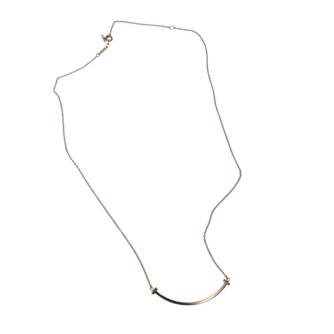 Tiffany & Co T Smile Necklace Small 18k Rose Gold