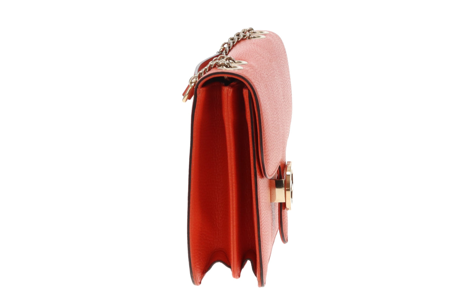 Gucci Interlocking G Shoulder Bag Orange Leather