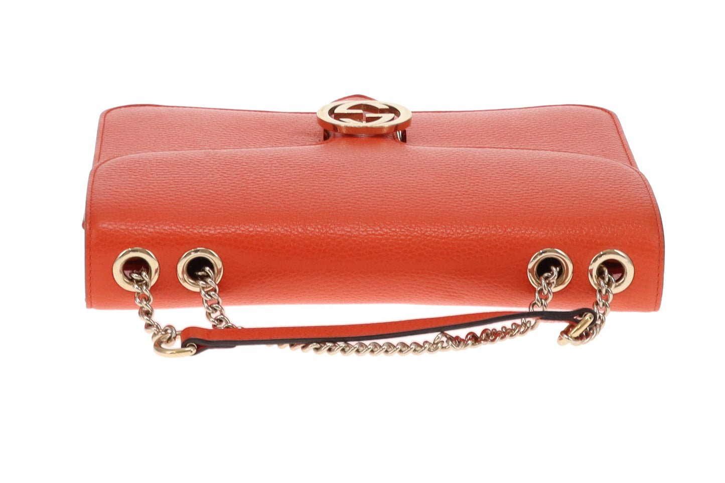 Gucci Interlocking G Shoulder Bag Orange Leather