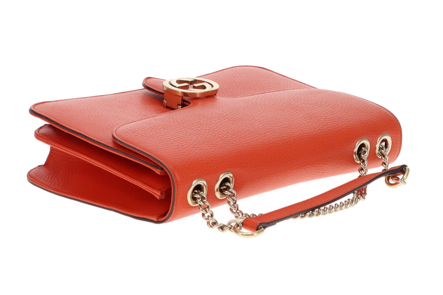Gucci Interlocking G Shoulder Bag Orange Leather