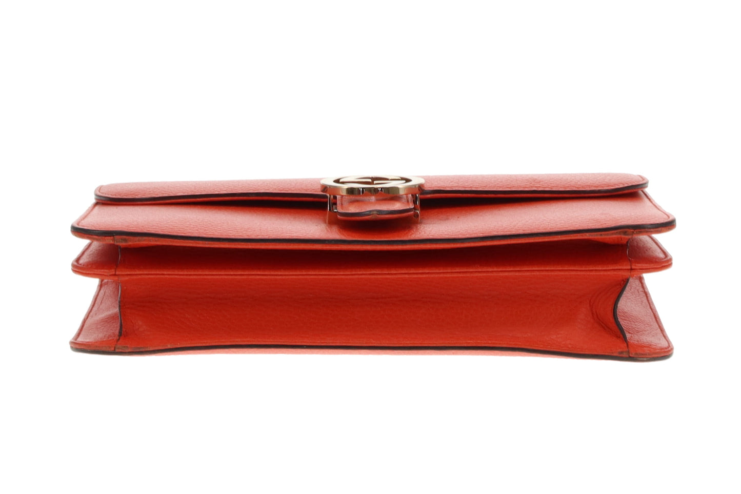 Gucci Interlocking G Shoulder Bag Orange Leather