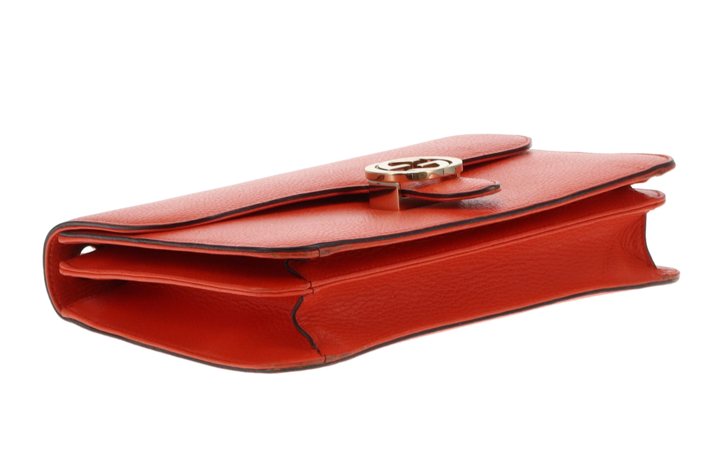 Gucci Interlocking G Shoulder Bag Orange Leather