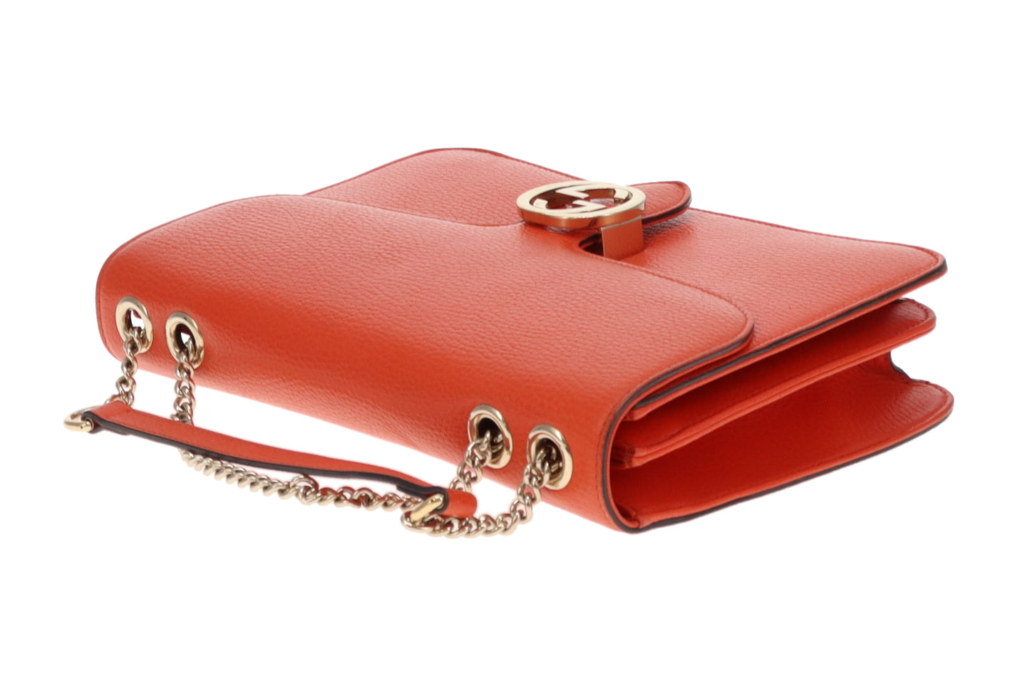 Gucci Interlocking G Shoulder Bag Orange Leather
