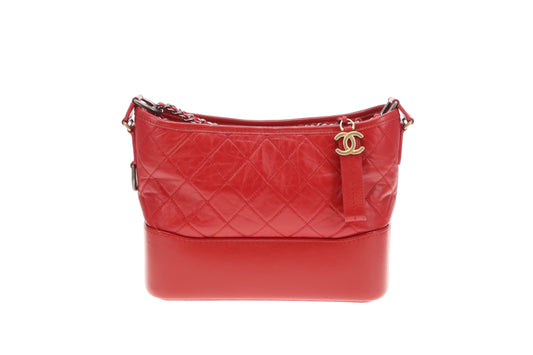 Chanel Gabrielle Red Leather With Multitone HW and Logo Top Handle 2019