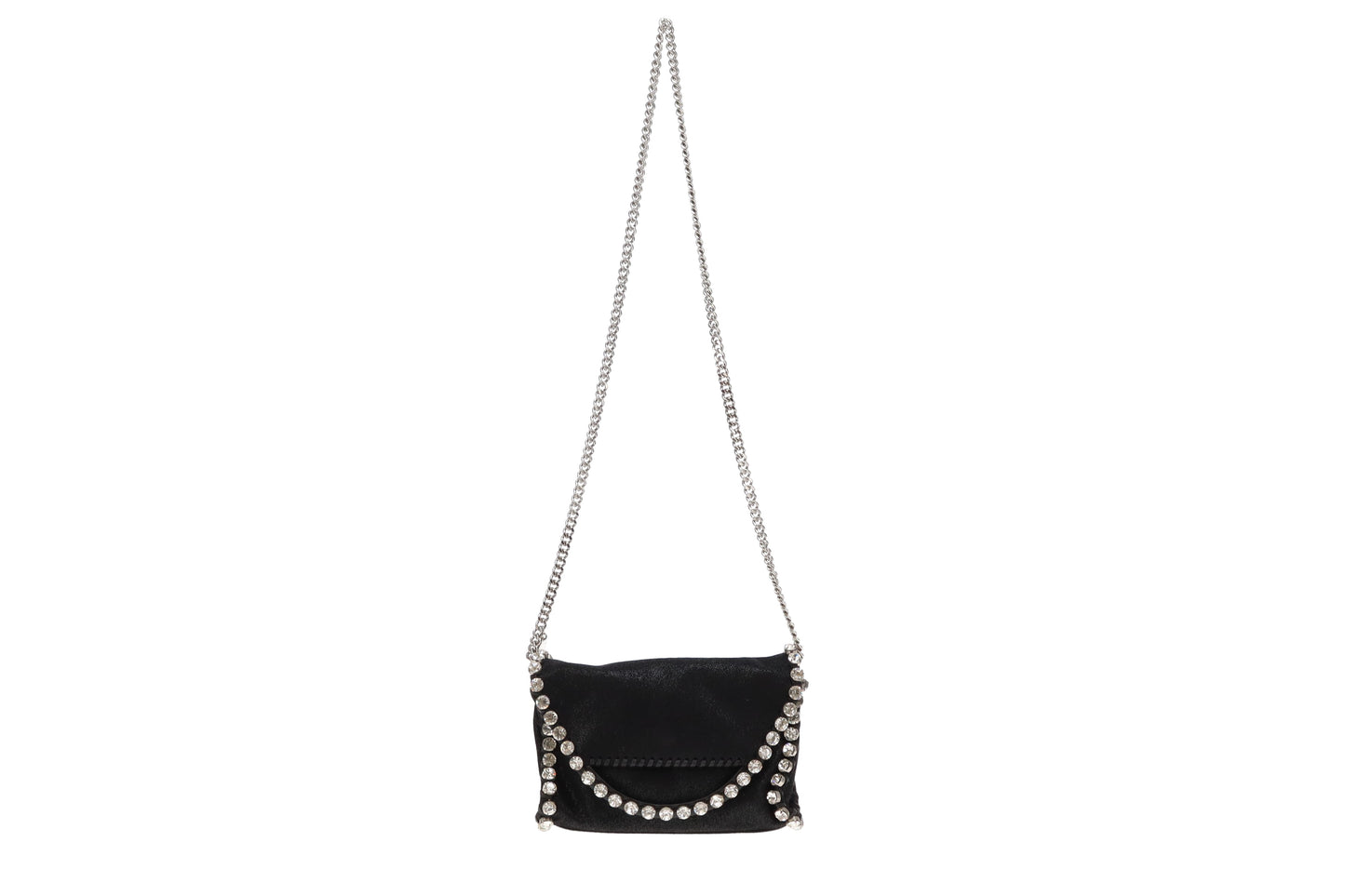 Stella McCartney Falabella Crystal Mini Foldover Black Shaggy Deer SH