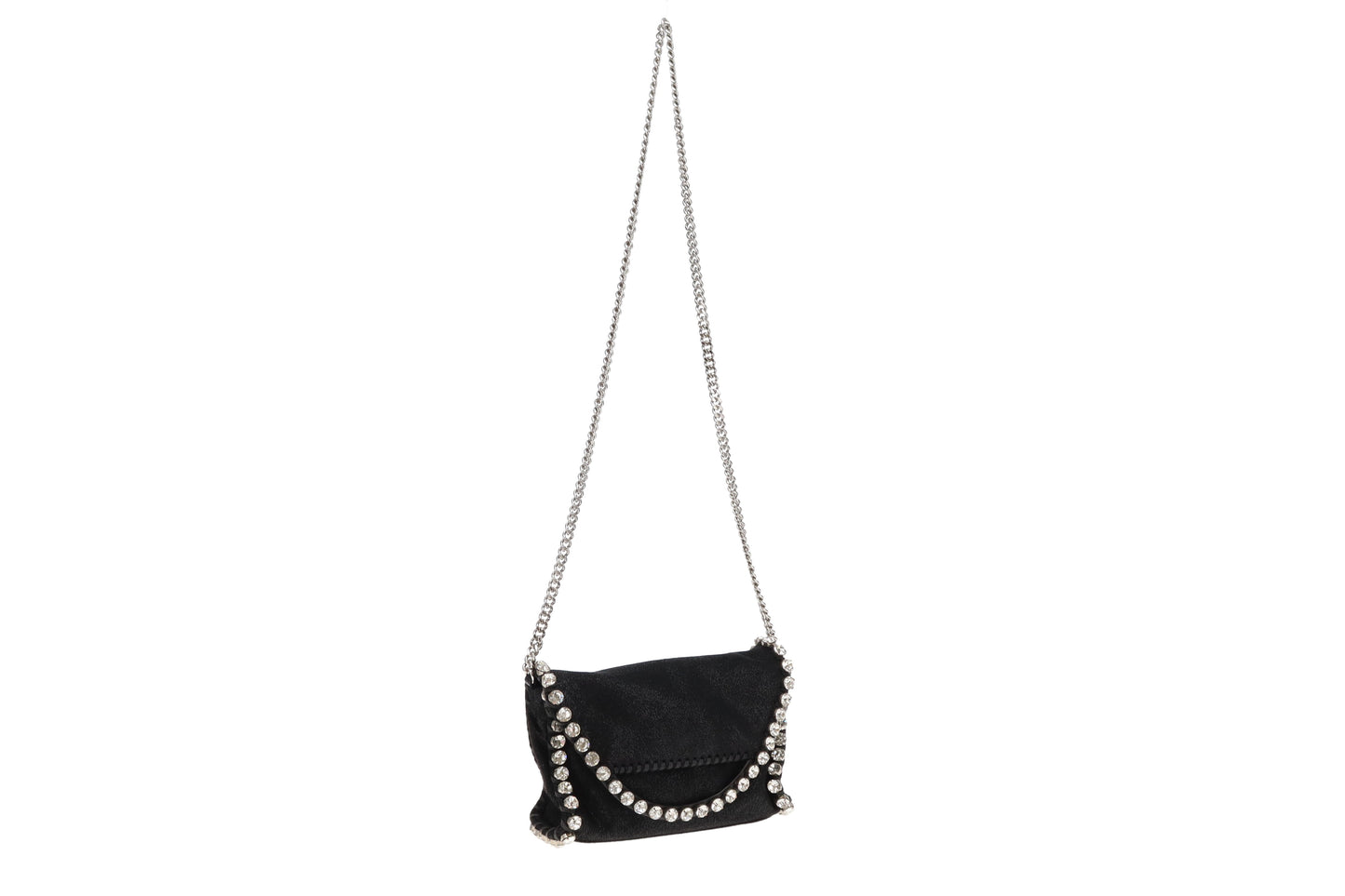 Stella McCartney Falabella Crystal Mini Foldover Black Shaggy Deer SH