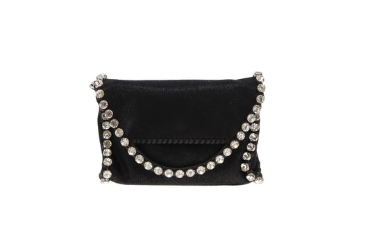 Stella McCartney Falabella Crystal Mini Foldover Black Shaggy Deer SH