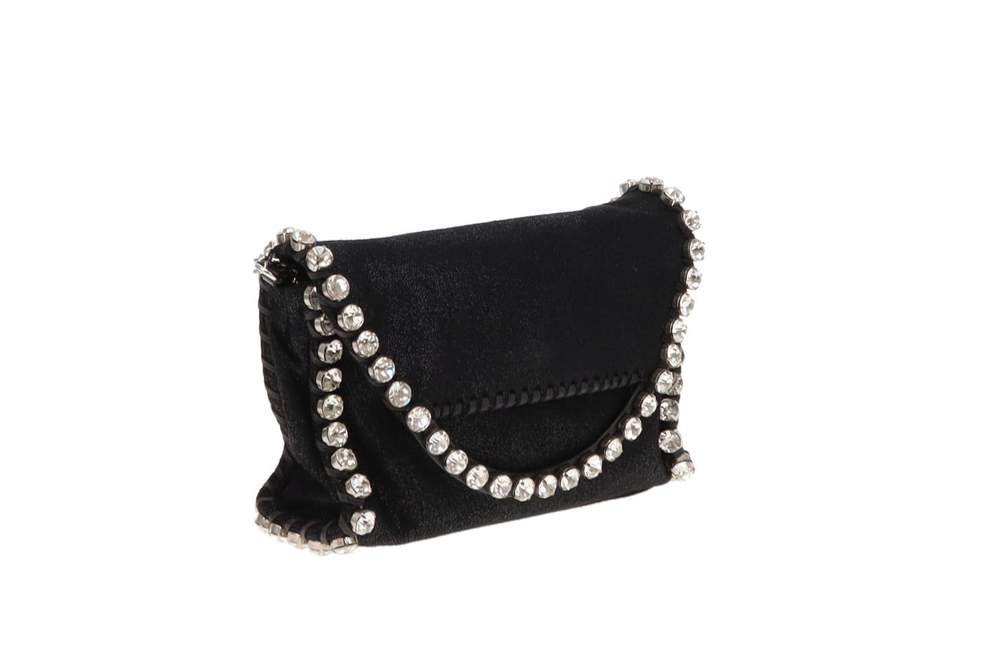 Stella McCartney Falabella Crystal Mini Foldover Black Shaggy Deer SH