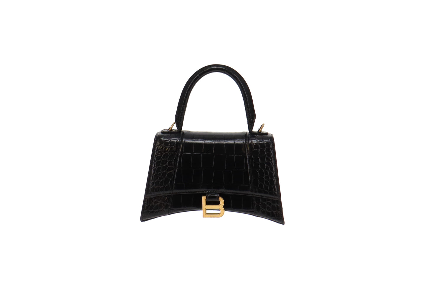 Balenciaga Hourglass Small Black Crocodile Embossed Leather GH RRP €2350