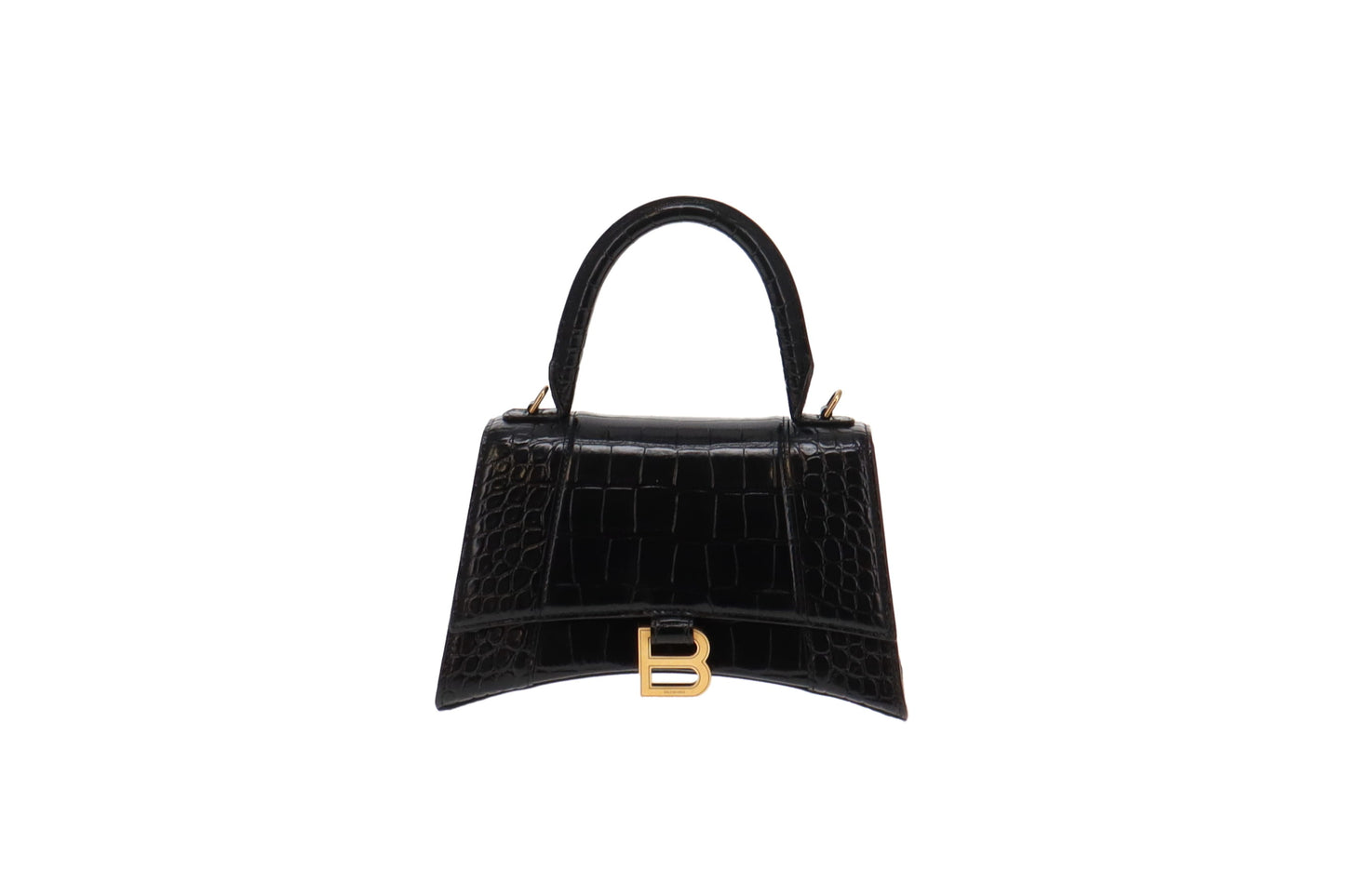 Balenciaga Hourglass Small Black Crocodile Embossed Leather GH RRP €2350
