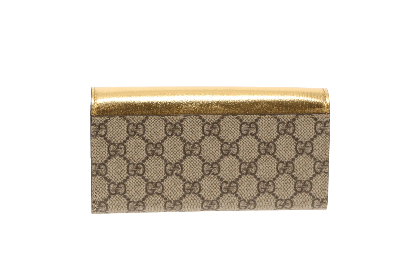 Gucci Marmont Wallet on Chain Gold Leather and GG Supreme