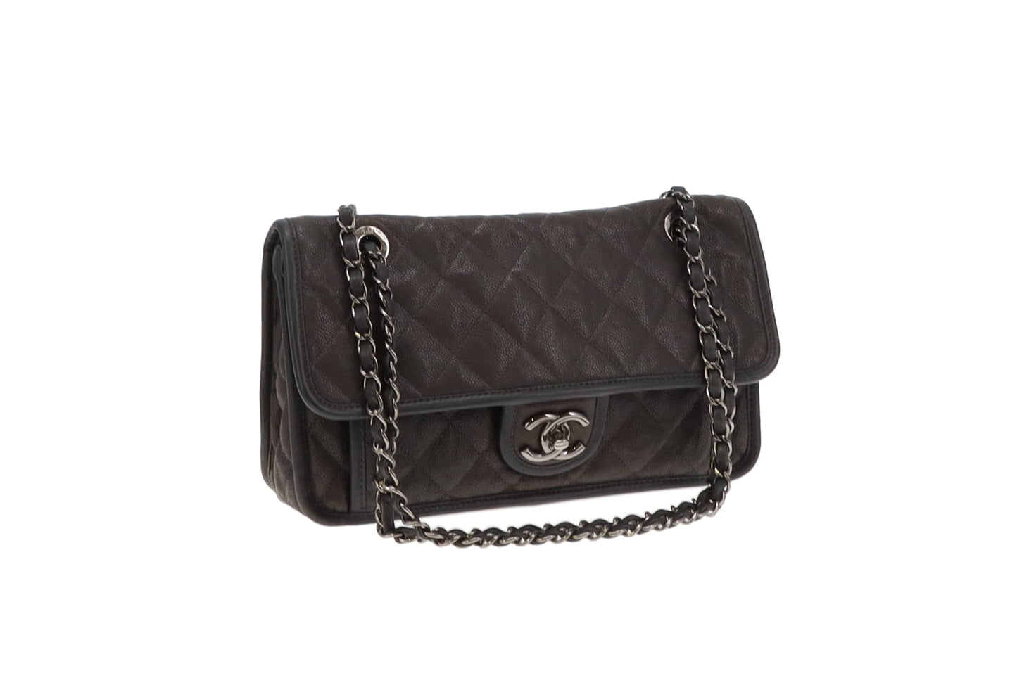 Chanel Grey Caviar French Riviera Medium Flap Bag 2014