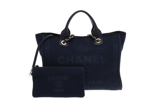 Chanel Small Deauville Tote Navy Blue 2022