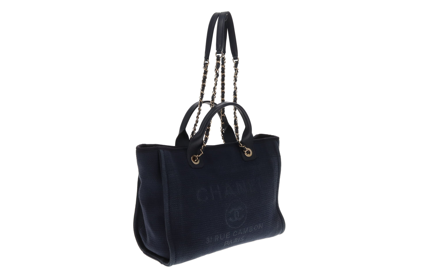 Chanel Small Deauville Tote Navy Blue 2022