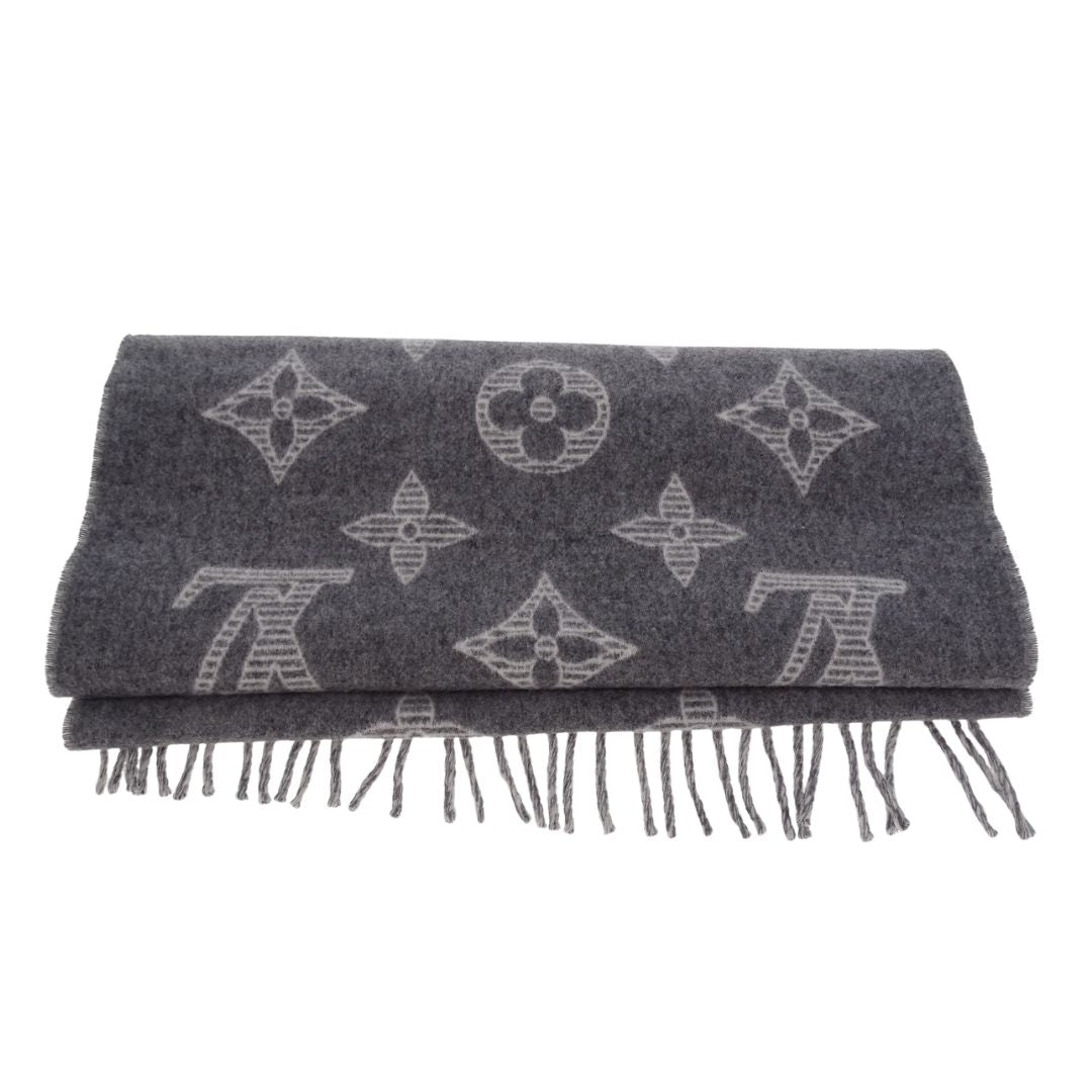 Louis Vuitton Shadow Scarf Grey 90% Wool 10% Cashmere