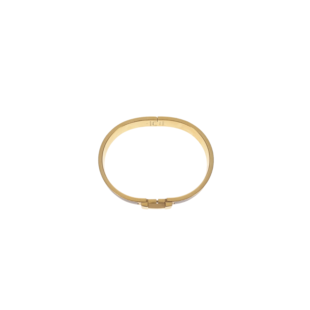 Hermes Clic HH Bangle Etain Mat Brushed Gold Plated with Matte Enamel