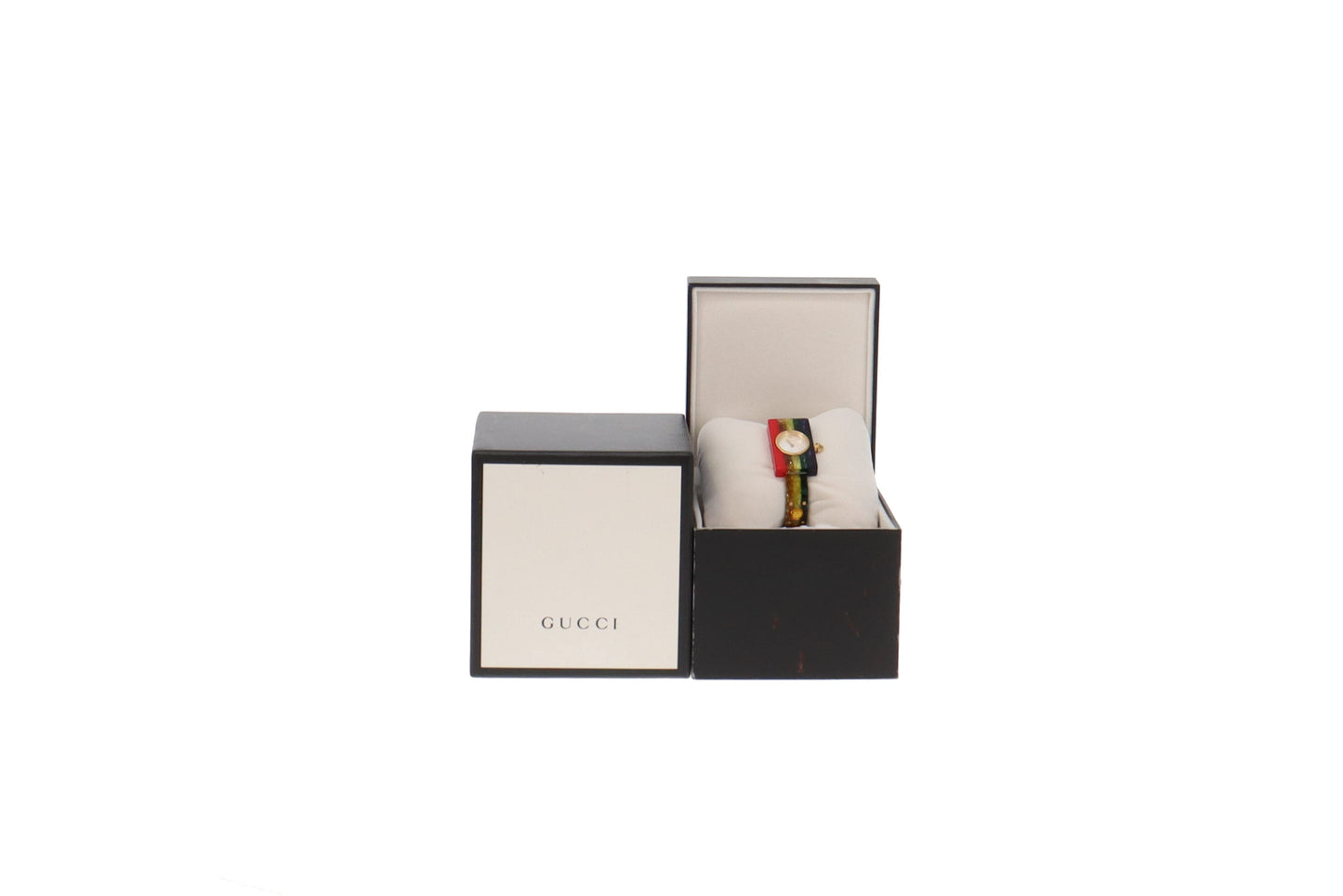 Gucci Swiss Rainbow Plexiglass and Goldtone Watch