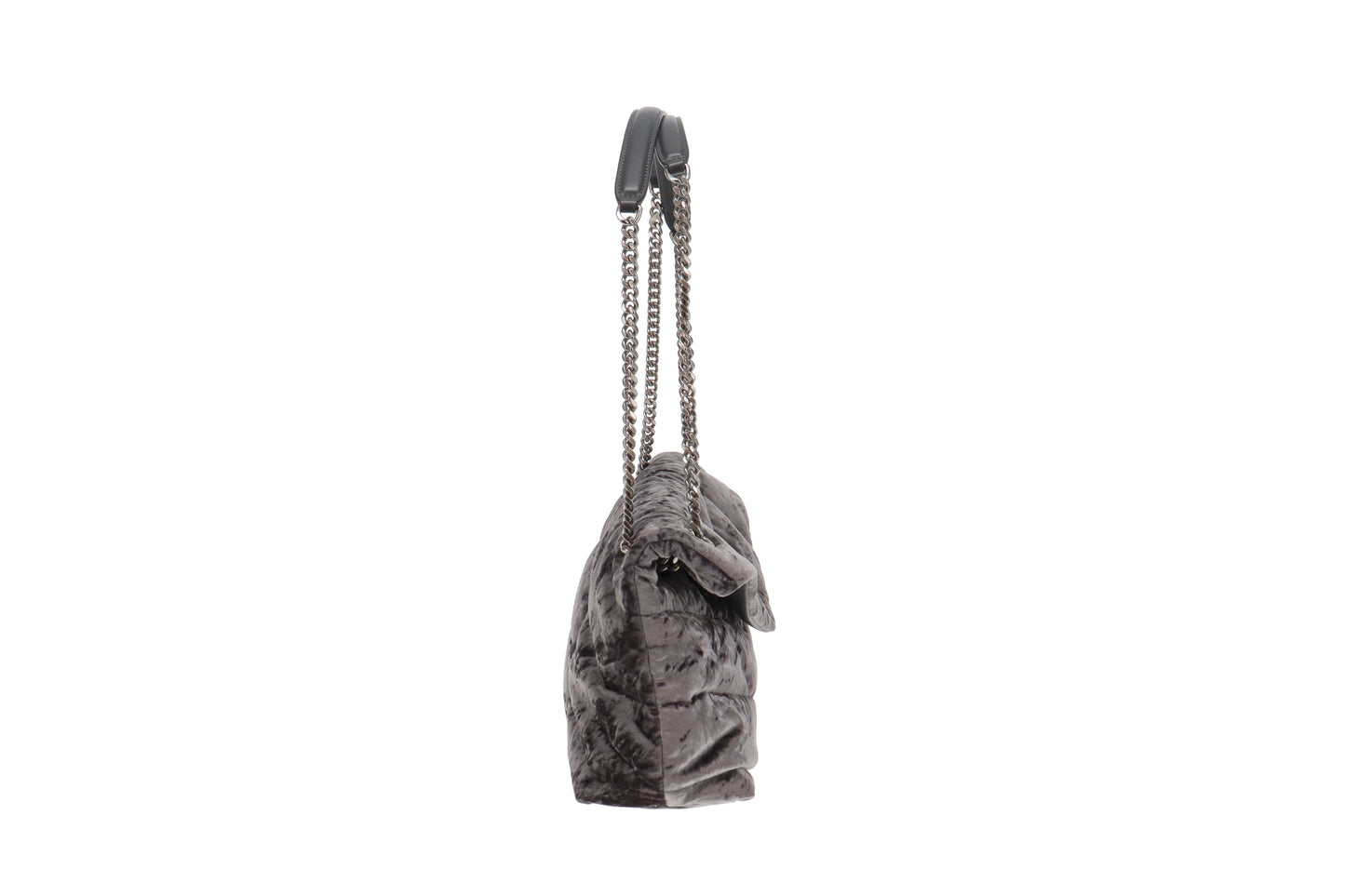 Saint Laurent Grey Crushed Velvet Small Puffer