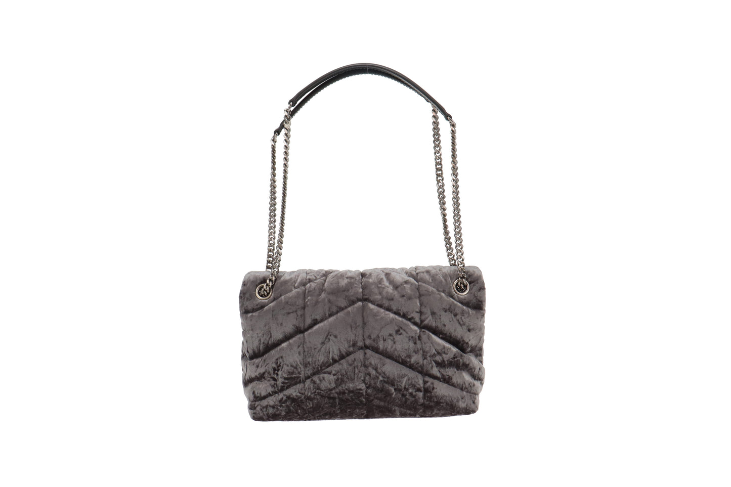 Saint Laurent Grey Crushed Velvet Small Puffer