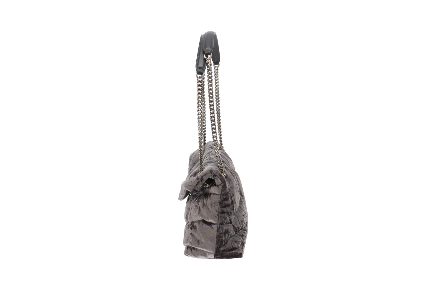 Saint Laurent Grey Crushed Velvet Small Puffer