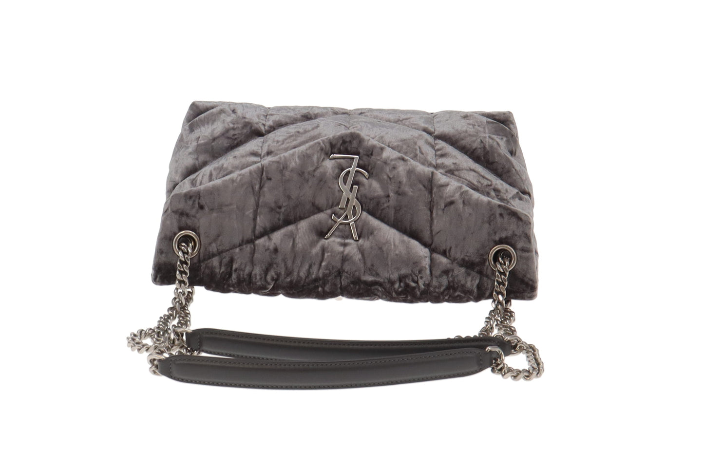 Saint Laurent Grey Crushed Velvet Small Puffer