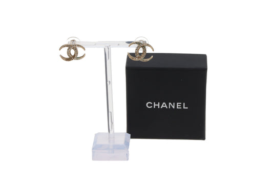 Chanel CC Strass Pale Gold Earrings 2015 Cruise Collection
