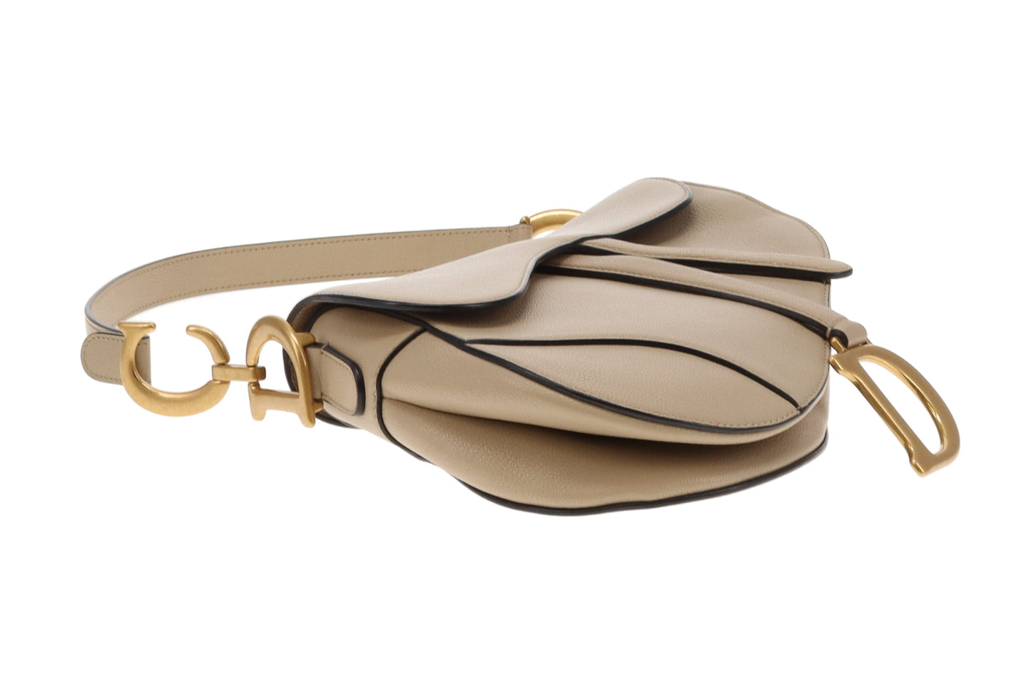 Dior Saddle Bag Beige With Montaigne Navy Strap (2020)