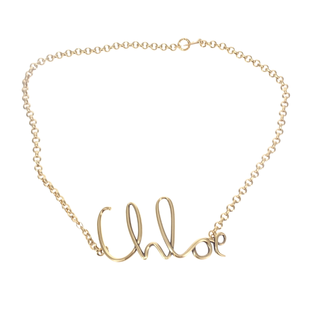 Chloe Script Logo Chain Belt Brass