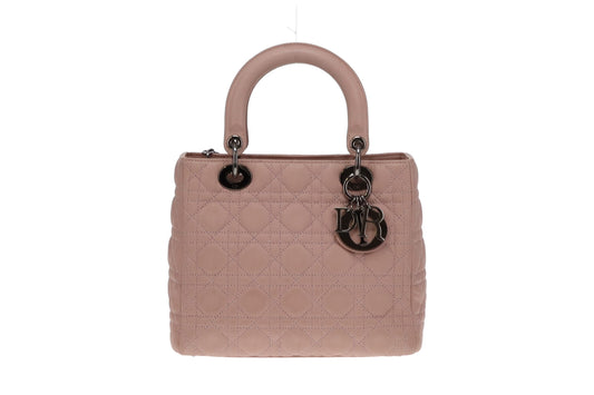 Dior Lady Dior Blush Leather and Metallic Cannage Stitching Medium with Strap 2011
