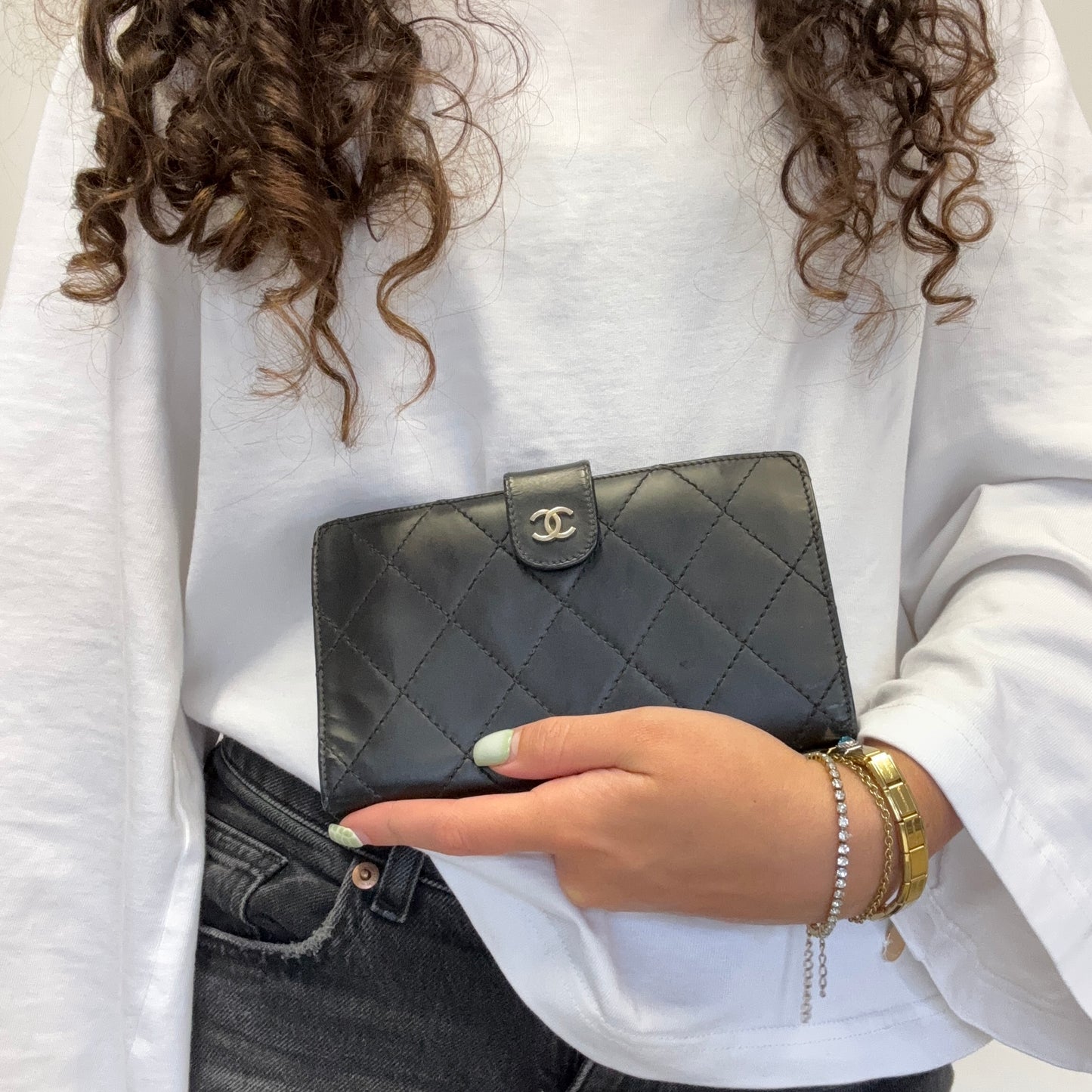 Chanel Vintage Folded Wallet Black SHW