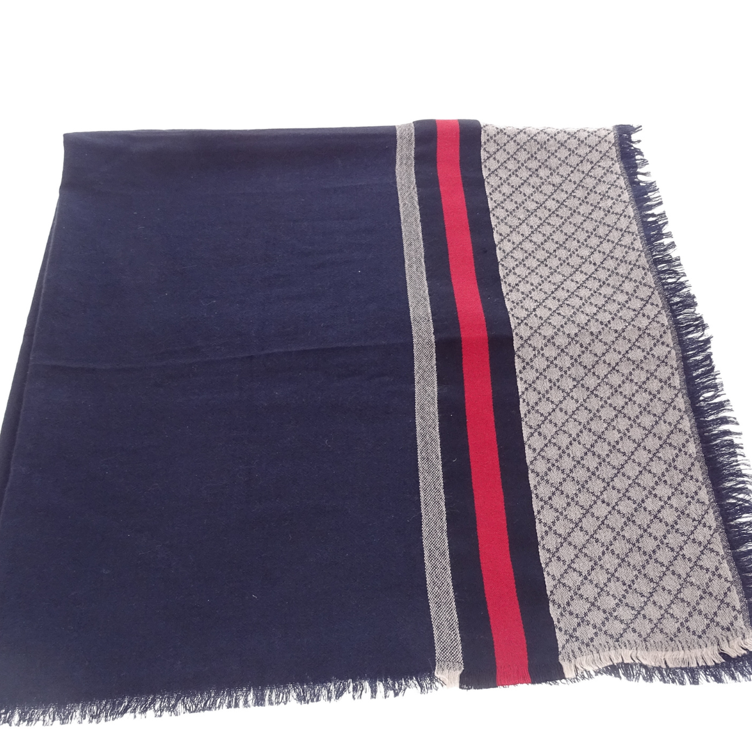 Gucci Wool & Silk Diamante Web Pattern Grey Shawl
