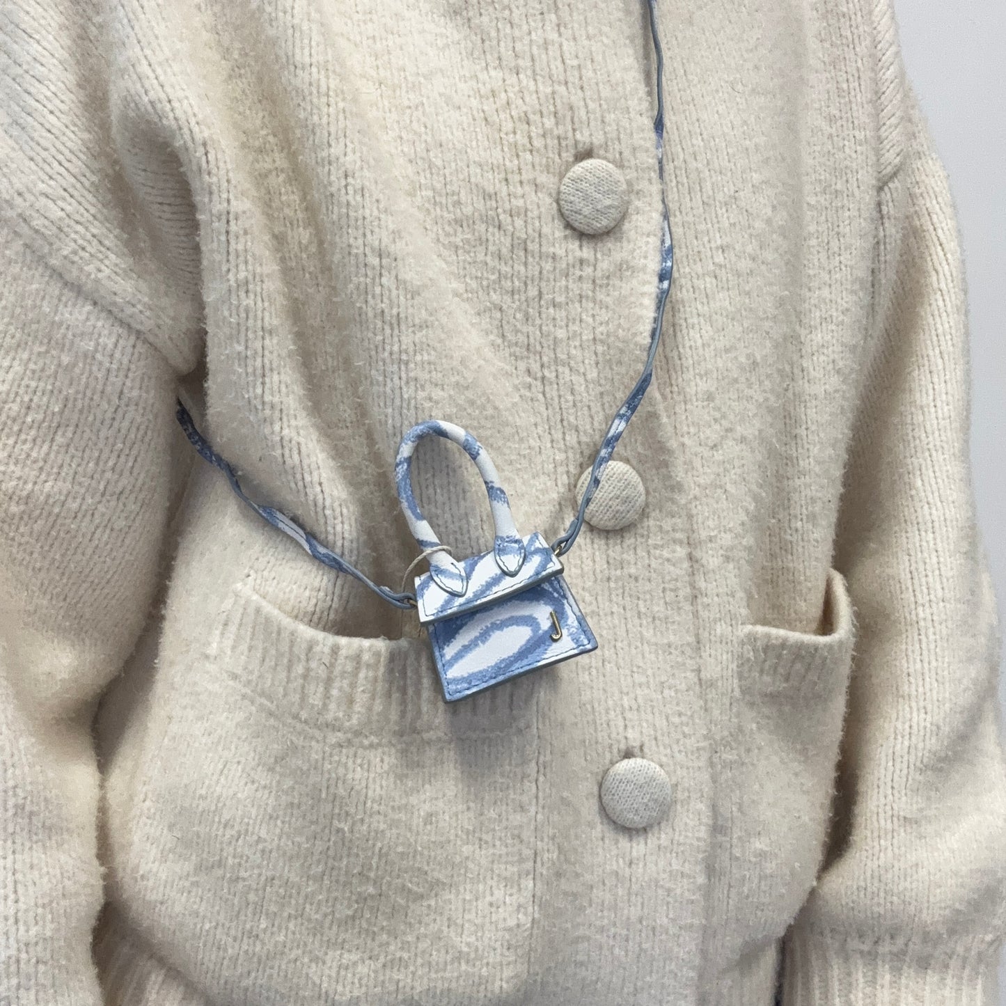 Jacquemus Le Chiquito Blanc Blue Printed Nano Bag