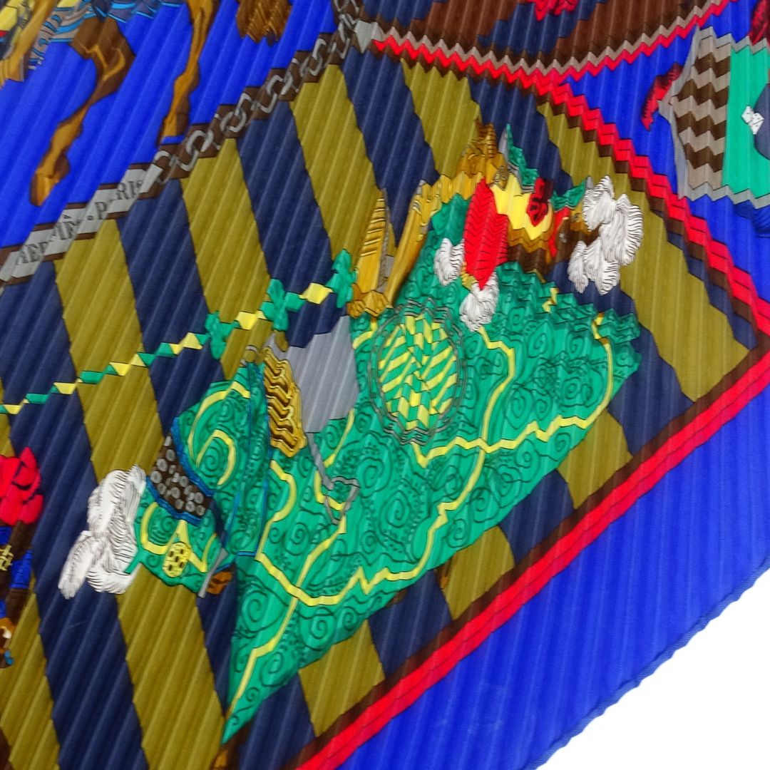 Hermes Chocs En Plumes Pleated Silk Scarf