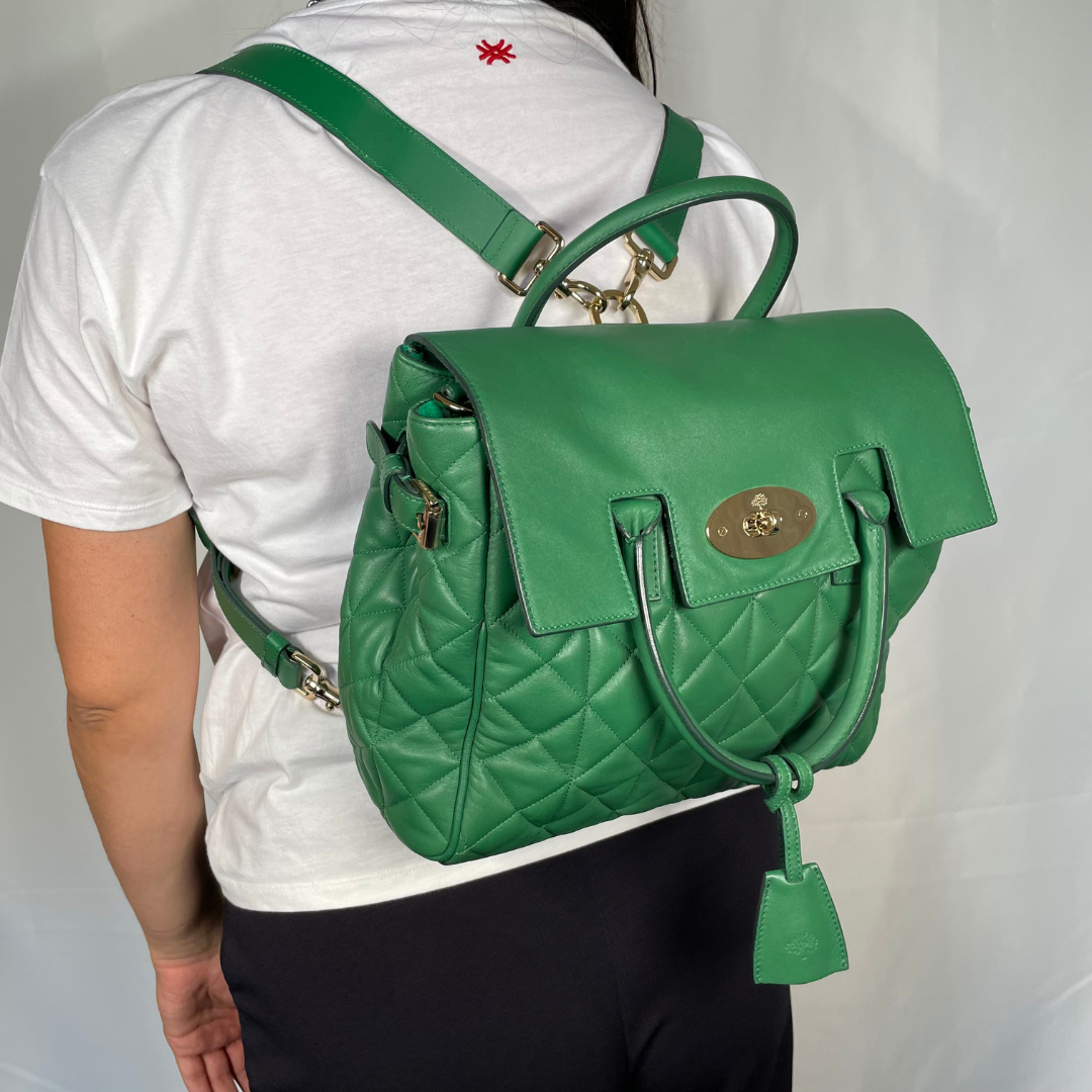 Mulberry Cara Delevigne Large Backpack Emerald Green Quilted Leather