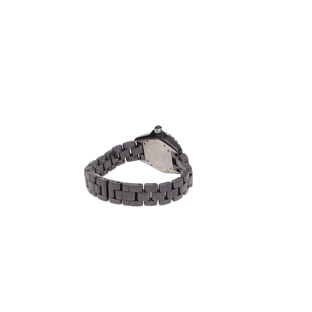 Chanel J12 Quartz Movement & Black Ceramic Strap With Pave Diamonds 29mm