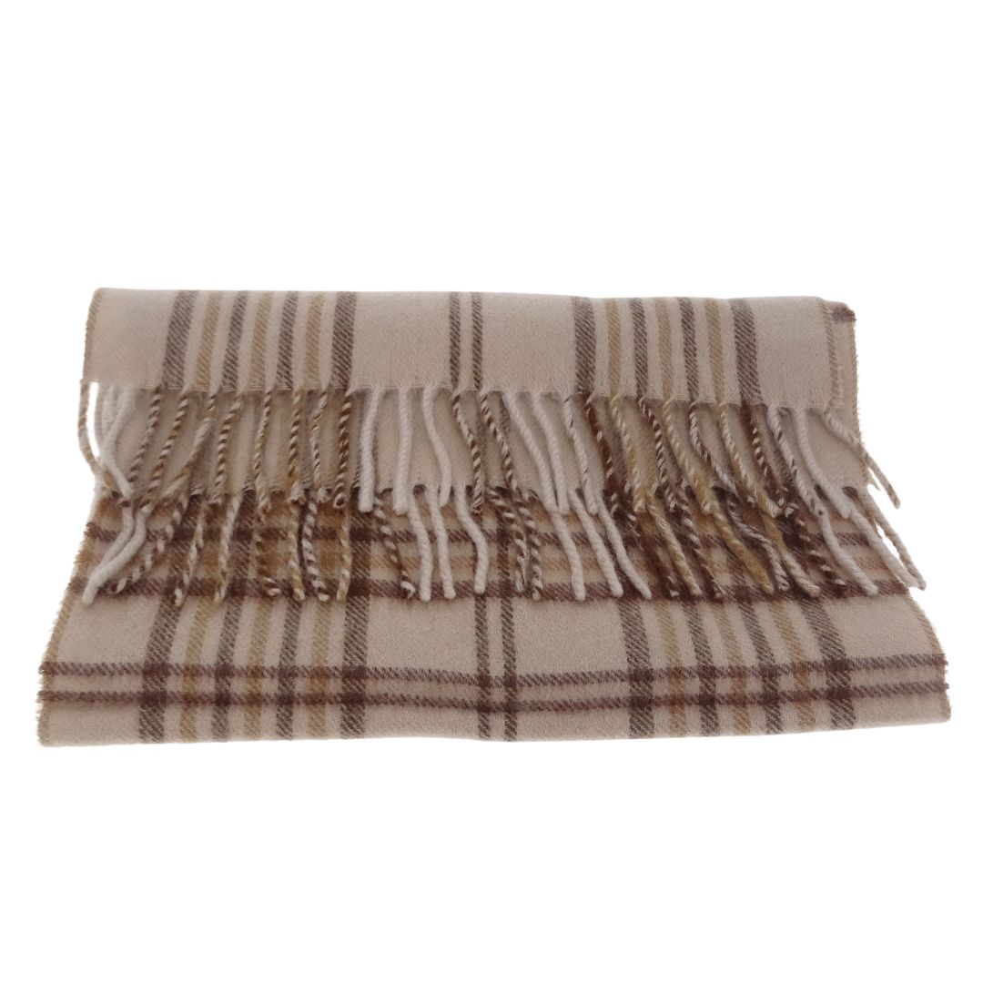 Burberry Cashmere Scarf Vintage Beige Check