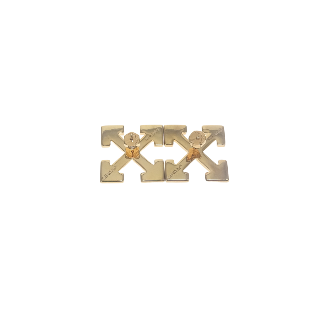 Off-White Pearl Embellished Logo Oversized Earrings