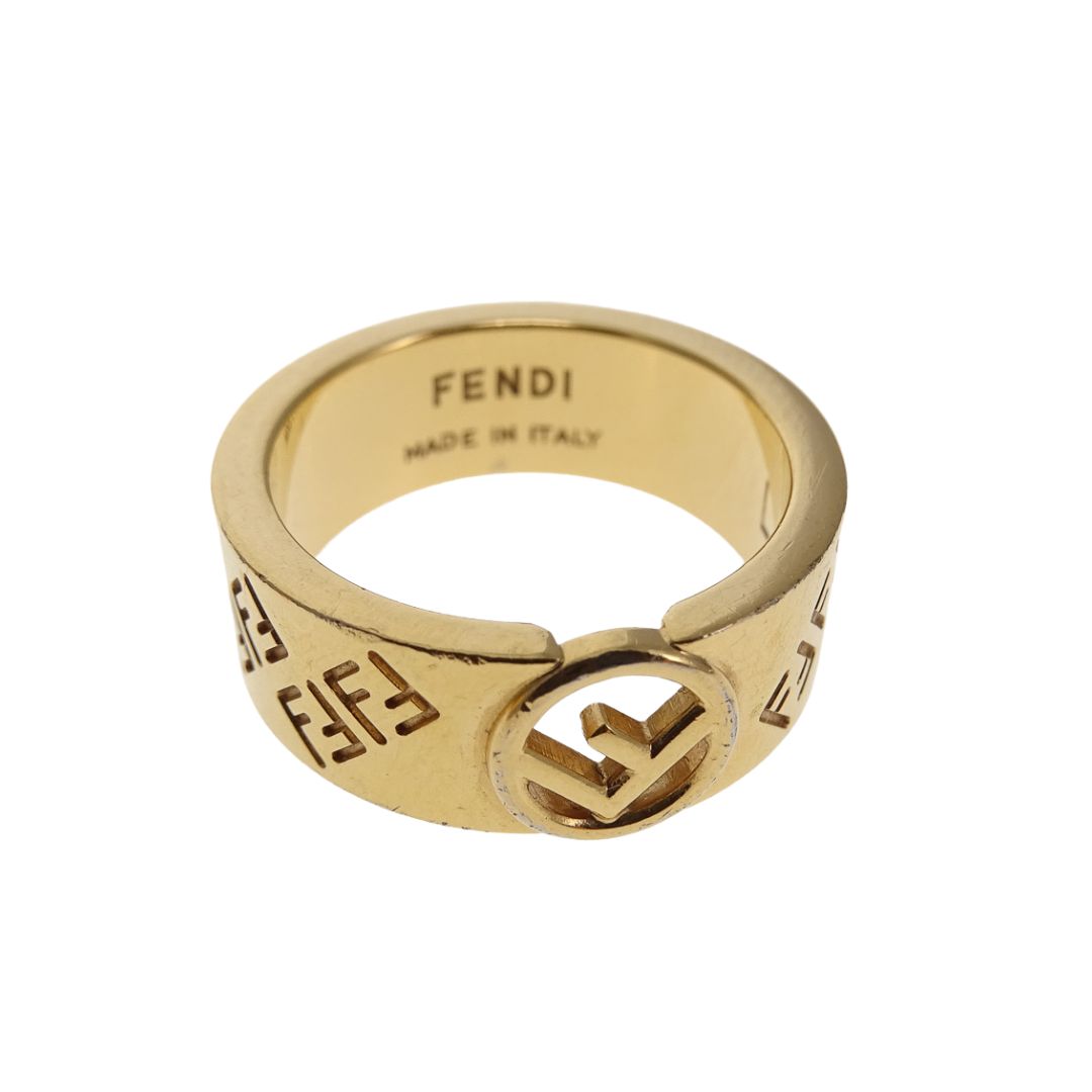 Fendi FF Logo Ring Gold Tone (L) size 57