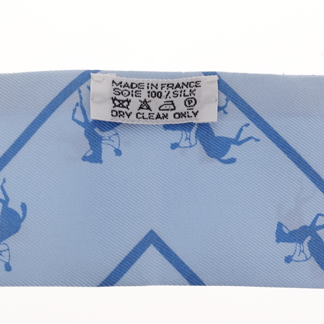 Hermes Silk Twilly Blue Racehorse Detail