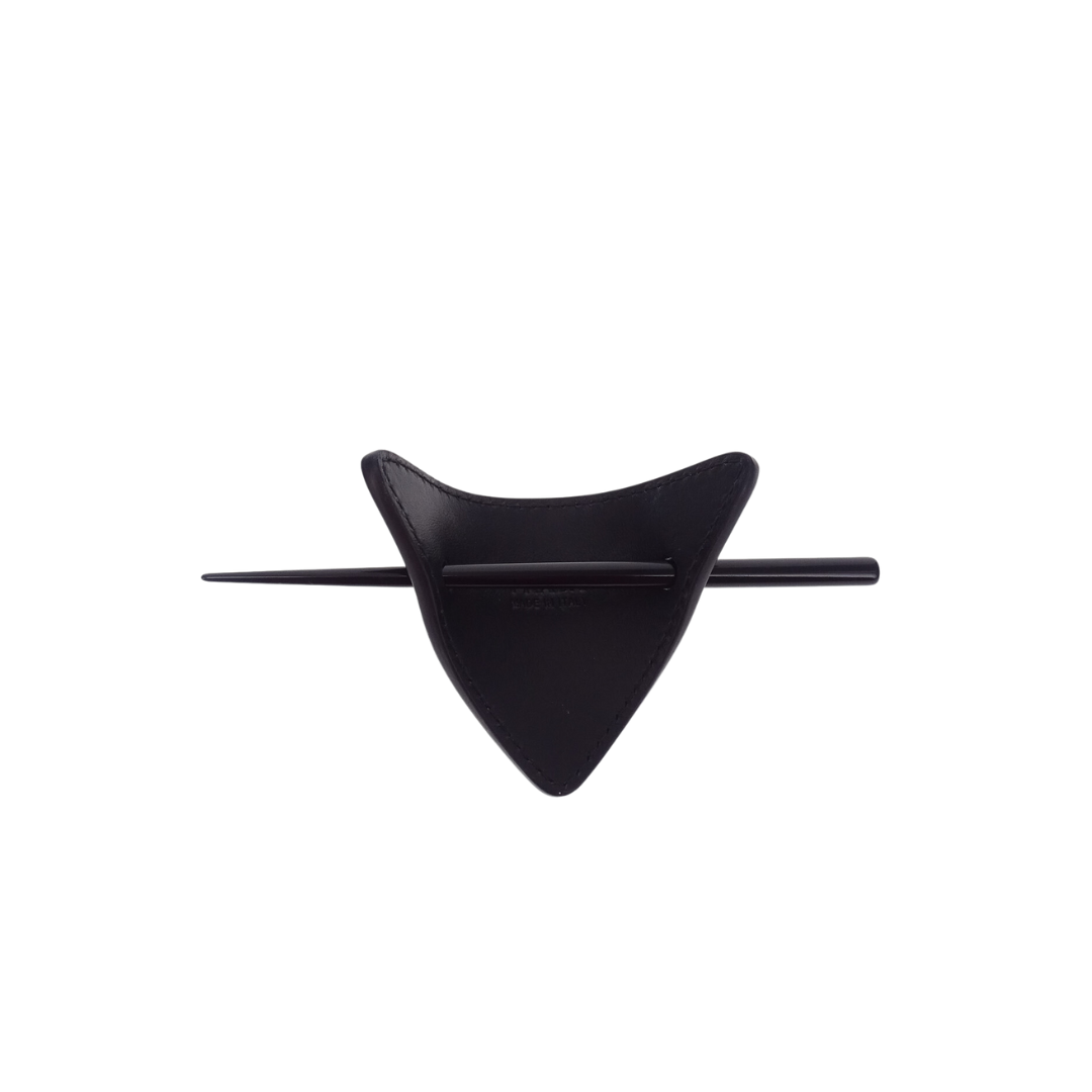 Prada Black Leather Hair Clip