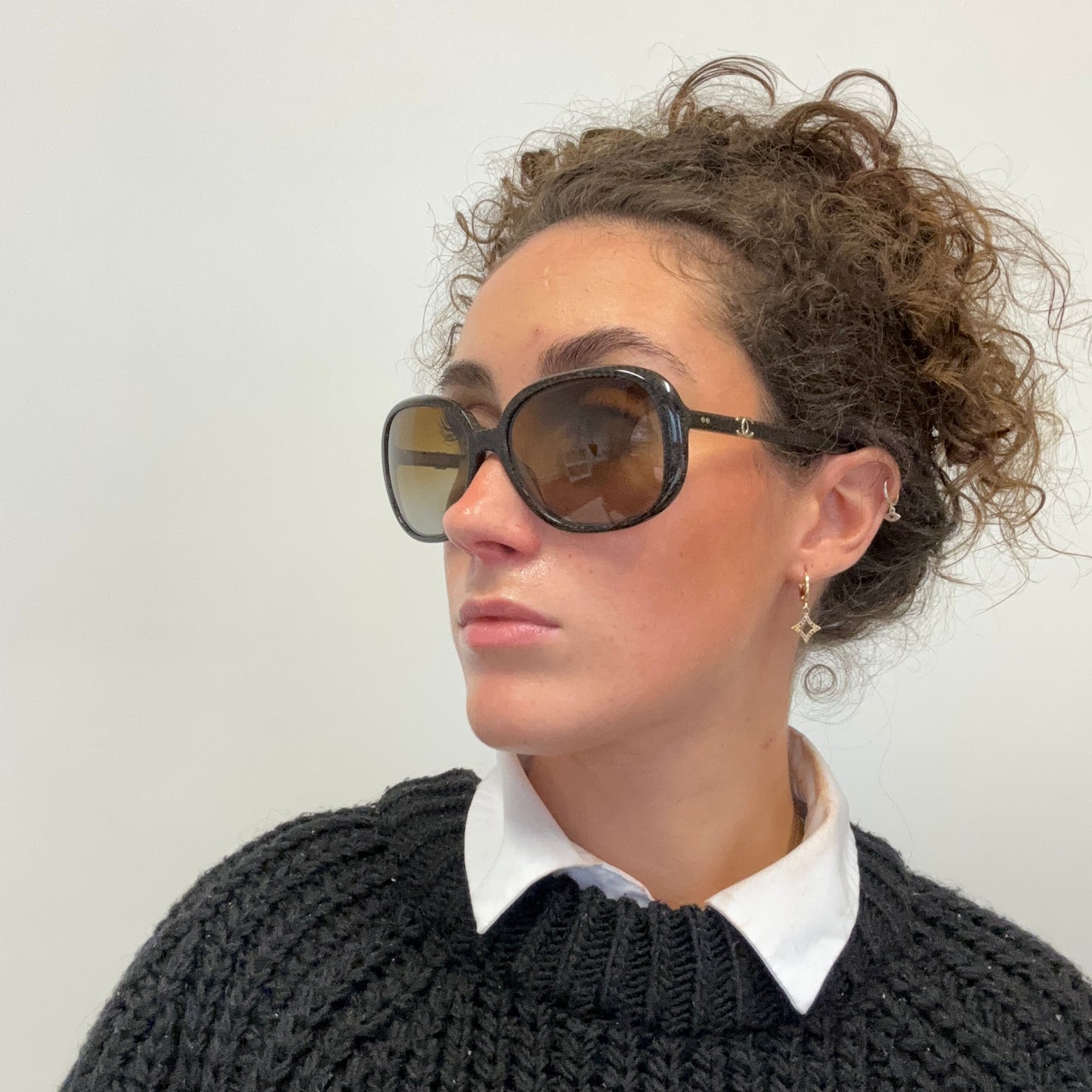 Chanel Polarized Quilted Brown Frame Sunglasses 5244