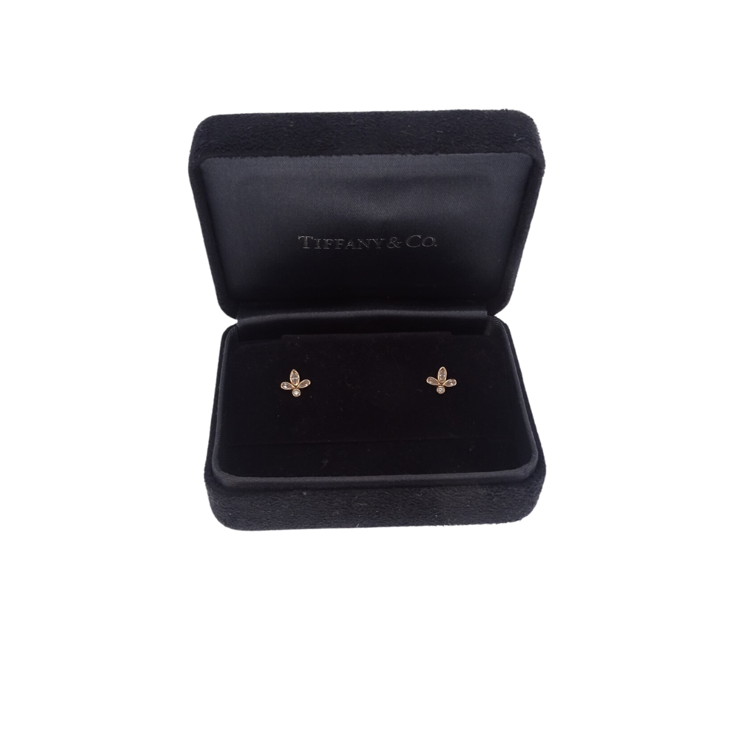 Tiffany & Co 18k Rose Gold and Diamond Fleur de Lis Earrings