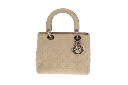 Dior Lady Dior Beige Cannage Calfskin Medium With Strap 2007
