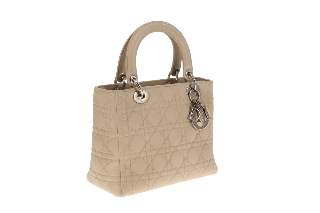 Dior Lady Dior Beige Cannage Calfskin Medium With Strap 2007