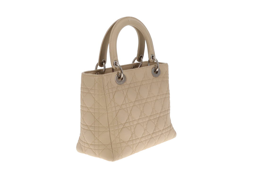 Dior Lady Dior Beige Cannage Calfskin Medium With Strap 2007