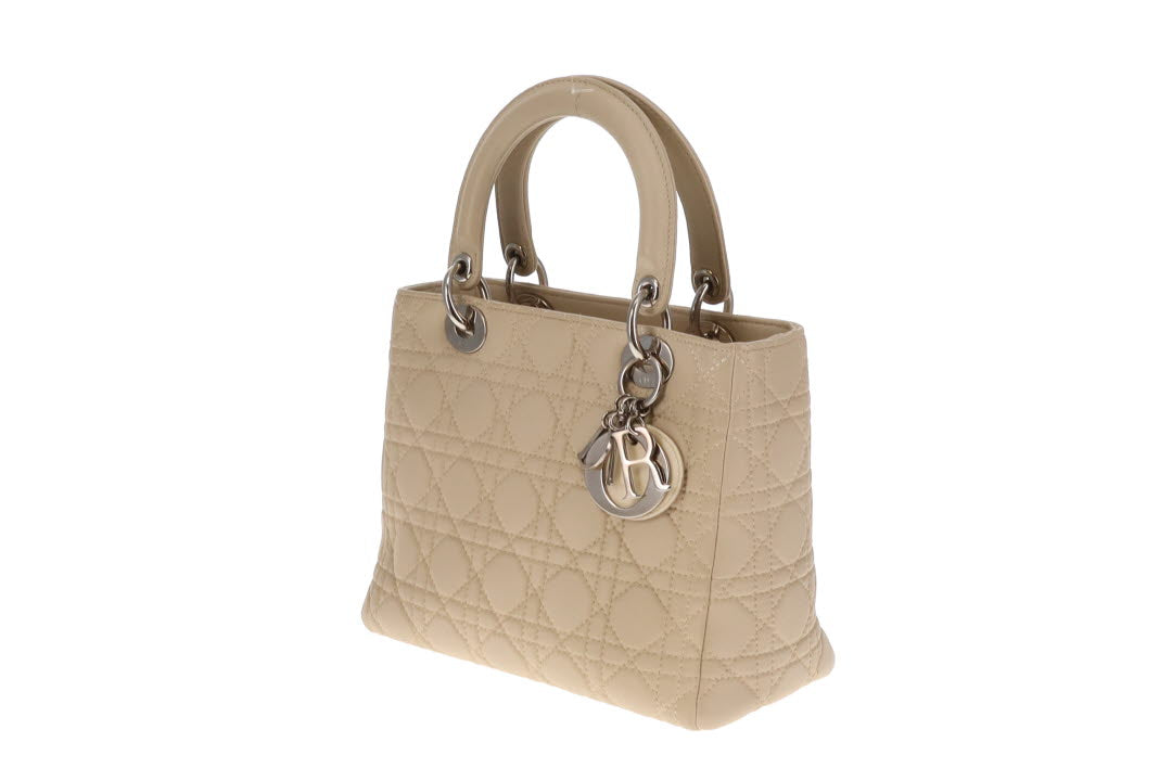 Dior Lady Dior Beige Cannage Calfskin Medium With Strap 2007