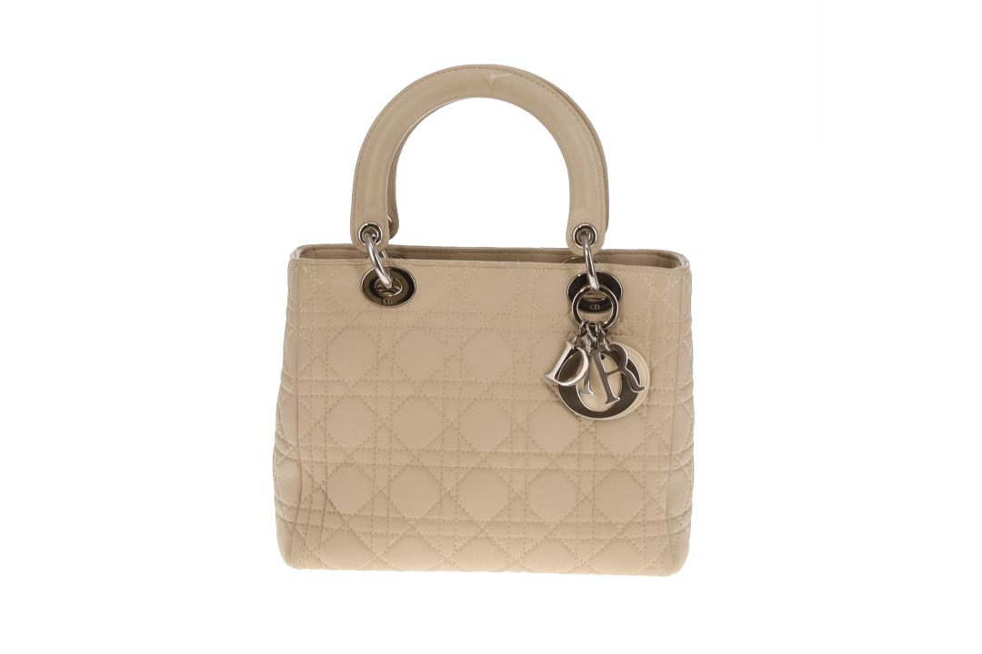 Dior Lady Dior Beige Cannage Calfskin Medium With Strap 2007